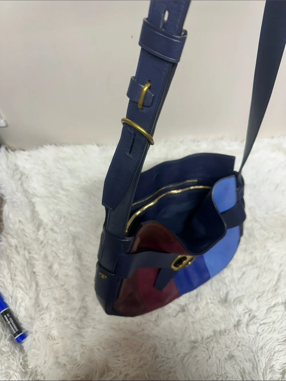 TORY BURCH Gemini Link Striped Multi Belted Hobo Cross Body Bag